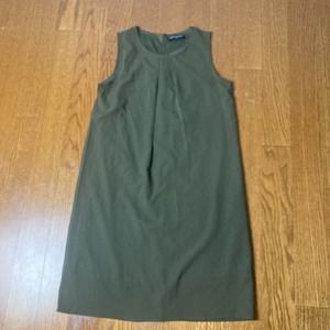 M olive green sleeveless sheath straight column teacher dress Lacle Selection